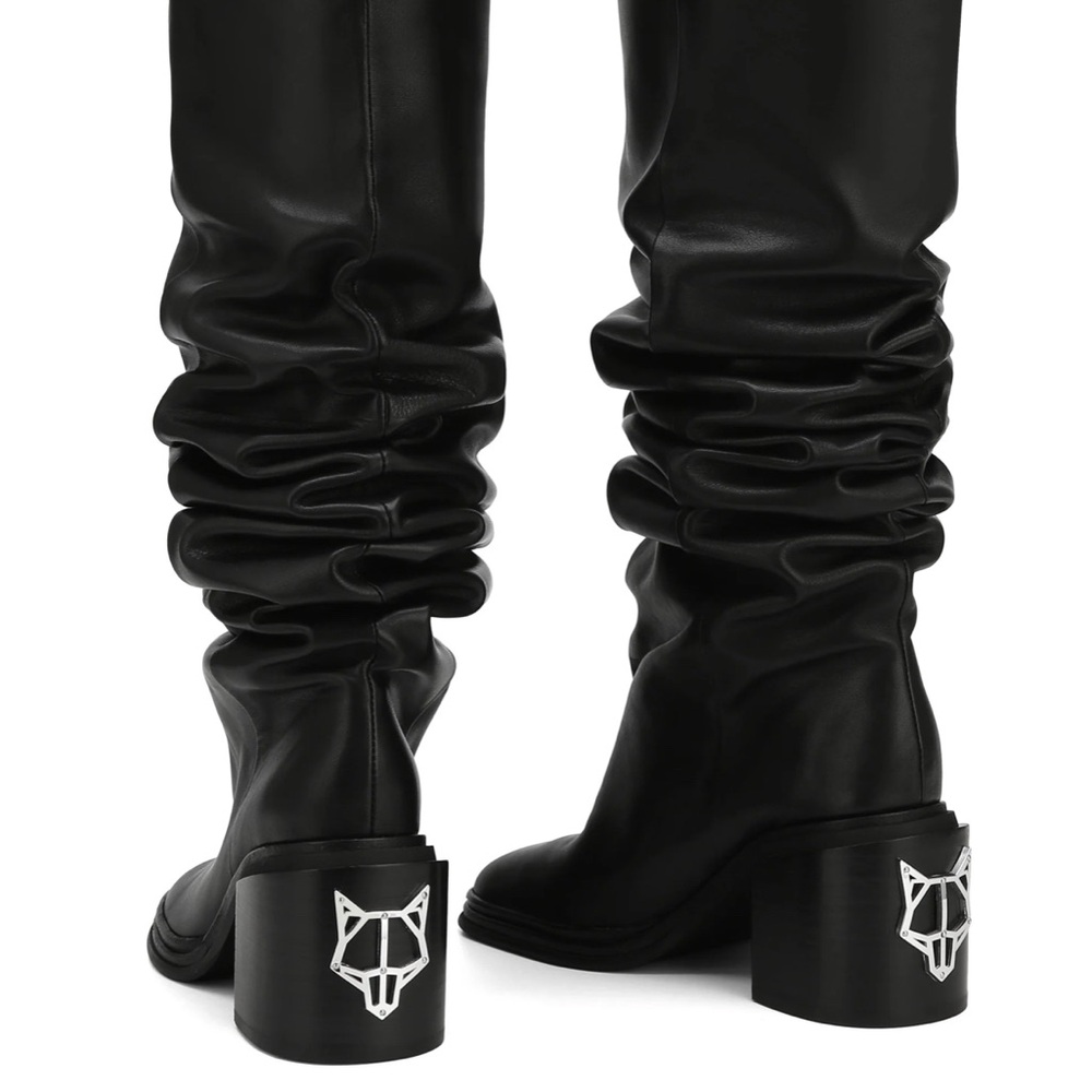 Naked Wolfe Black Over the Knee Boots with Chunky Heel